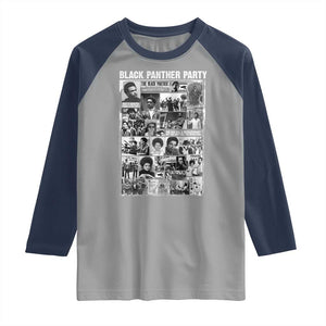 Black Panther Party Collage Raglan Shirt Revolutionary Tribute to Huey P. Newton Movement Legacy TS02 Sport Gray Navy Print Your Wear