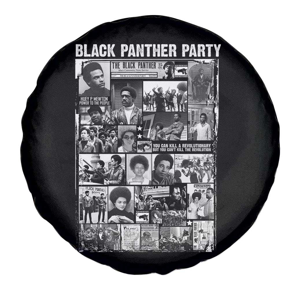 Black Panther Party Collage Spare Tire Cover Revolutionary Tribute to Huey P. Newton Movement Legacy TS02 Print Your Wear