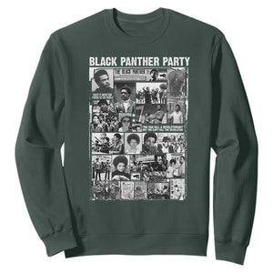 Black Panther Party Collage Sweatshirt Revolutionary Tribute to Huey P. Newton Movement Legacy TS02 Dark Forest Green Print Your Wear