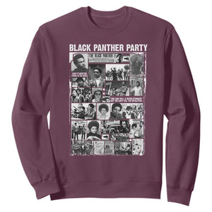 Black Panther Party Collage Sweatshirt Revolutionary Tribute to Huey P. Newton Movement Legacy TS02 Maroon Print Your Wear