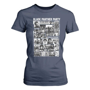 Black Panther Party Collage T Shirt For Women Revolutionary Tribute to Huey P. Newton Movement Legacy TS02 Navy Print Your Wear