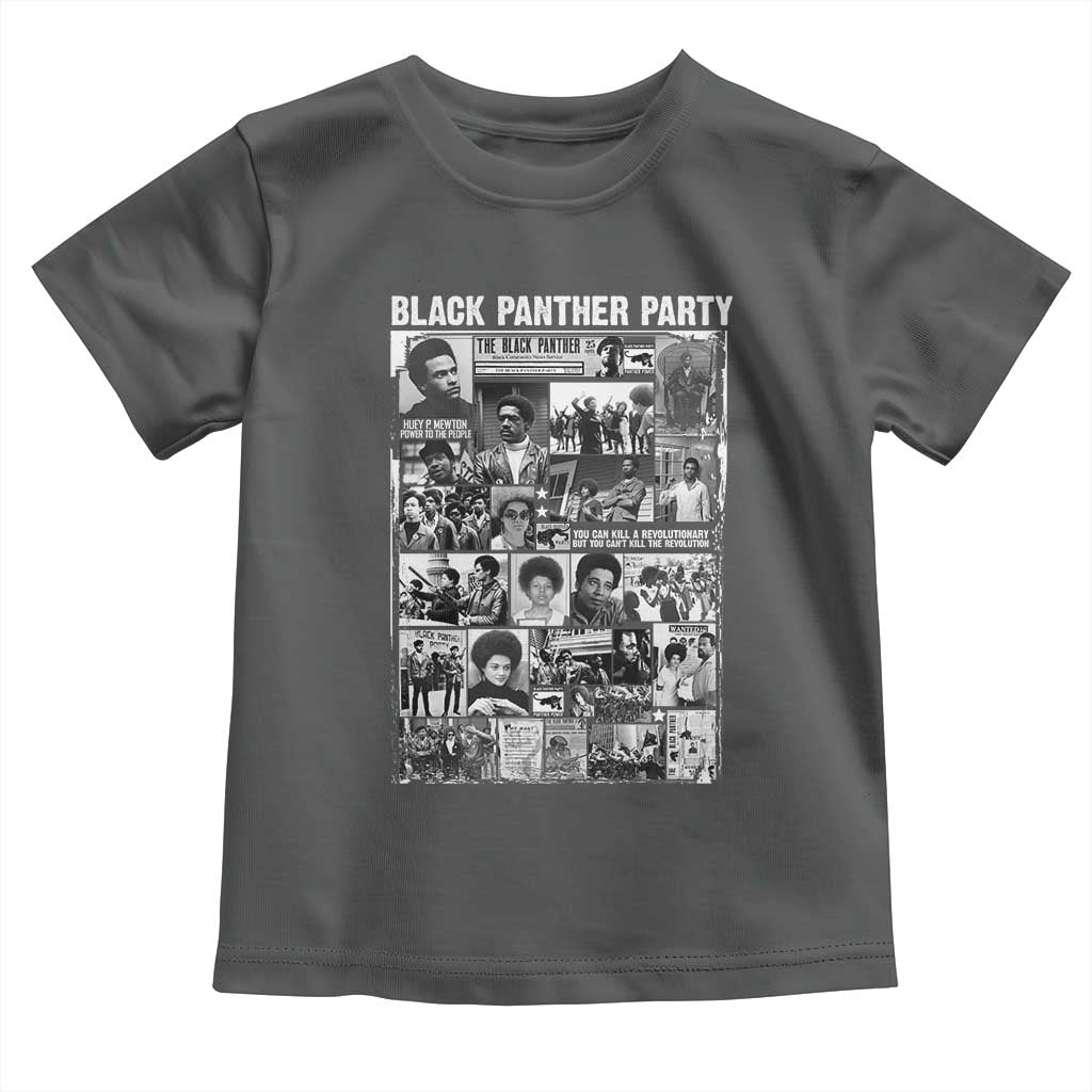 Black Panther Party Collage Toddler T Shirt Revolutionary Tribute to Huey P. Newton Movement Legacy TS02 Dark Heather Print Your Wear