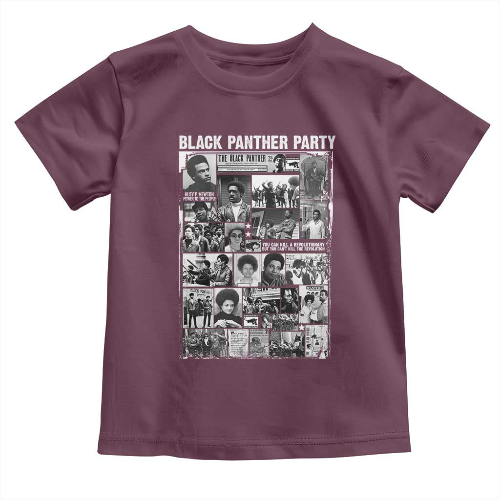 Black Panther Party Collage Toddler T Shirt Revolutionary Tribute to Huey P. Newton Movement Legacy TS02 Maroon Print Your Wear