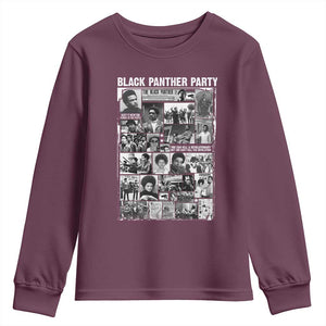 Black Panther Party Collage Youth Sweatshirt Revolutionary Tribute to Huey P. Newton Movement Legacy TS02 Maroon Print Your Wear