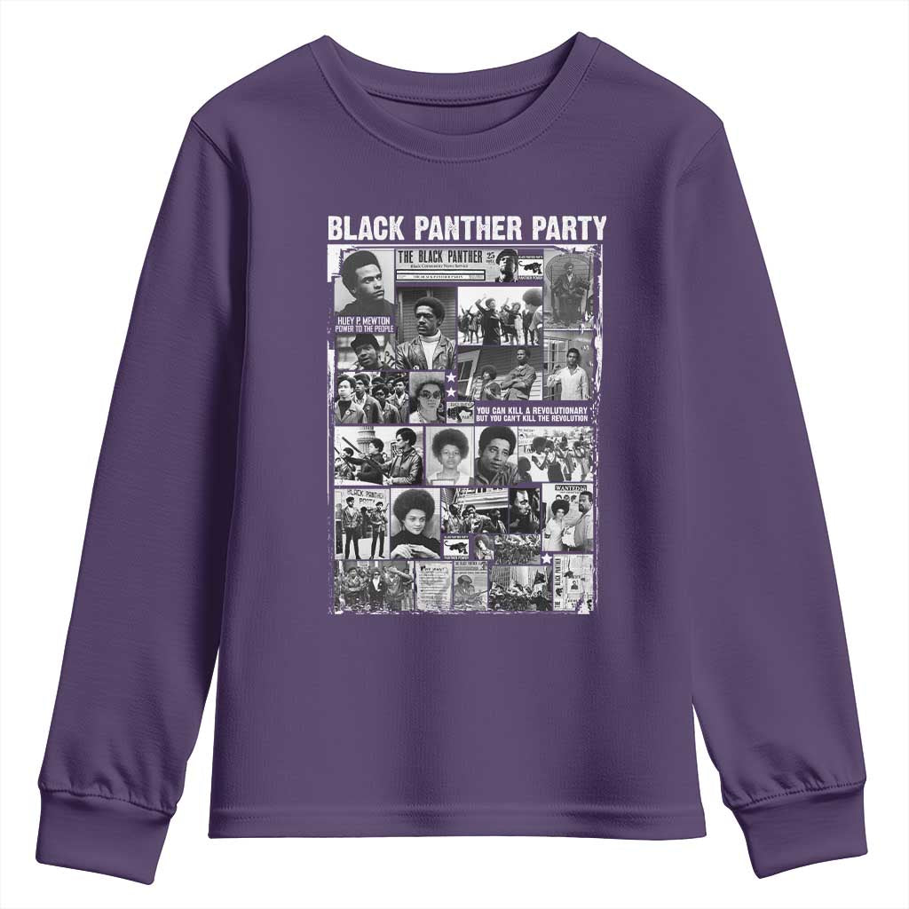Black Panther Party Collage Youth Sweatshirt Revolutionary Tribute to Huey P. Newton Movement Legacy TS02 Purple Print Your Wear