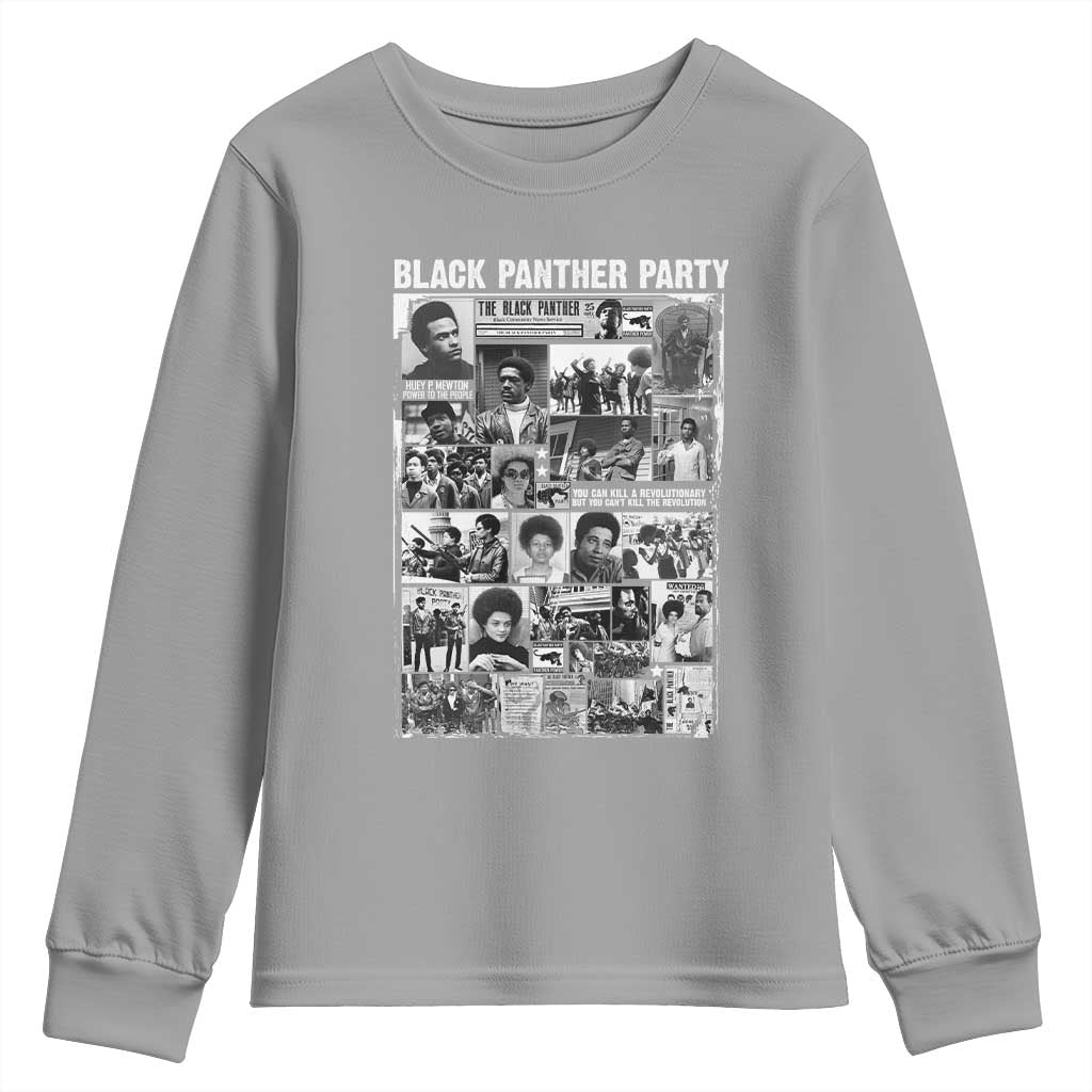 Black Panther Party Collage Youth Sweatshirt Revolutionary Tribute to Huey P. Newton Movement Legacy TS02 Sport Gray Print Your Wear