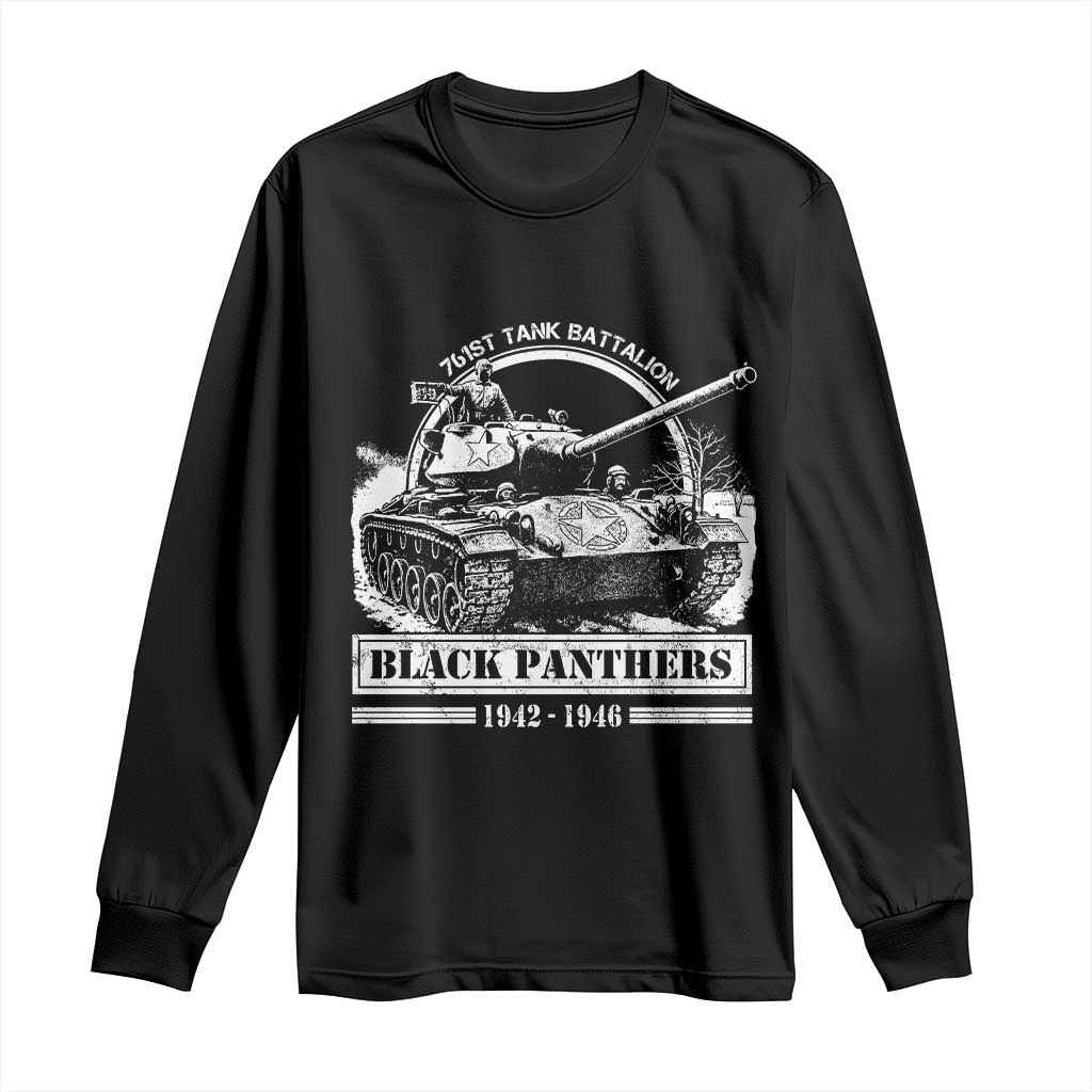 Black Panthers 761st Tank Battalion Long Sleeve Shirt WW2 Heroes Black History Month TS11 Black Print Your Wear