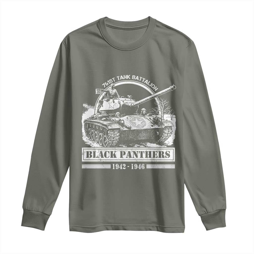 Black Panthers 761st Tank Battalion Long Sleeve Shirt WW2 Heroes Black History Month TS11 Military Green Print Your Wear
