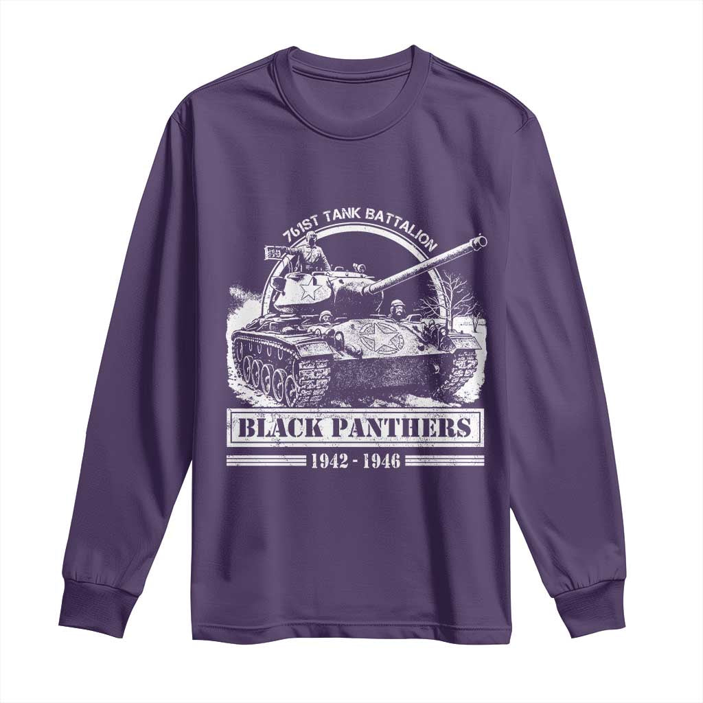 Black Panthers 761st Tank Battalion Long Sleeve Shirt WW2 Heroes Black History Month TS11 Purple Print Your Wear