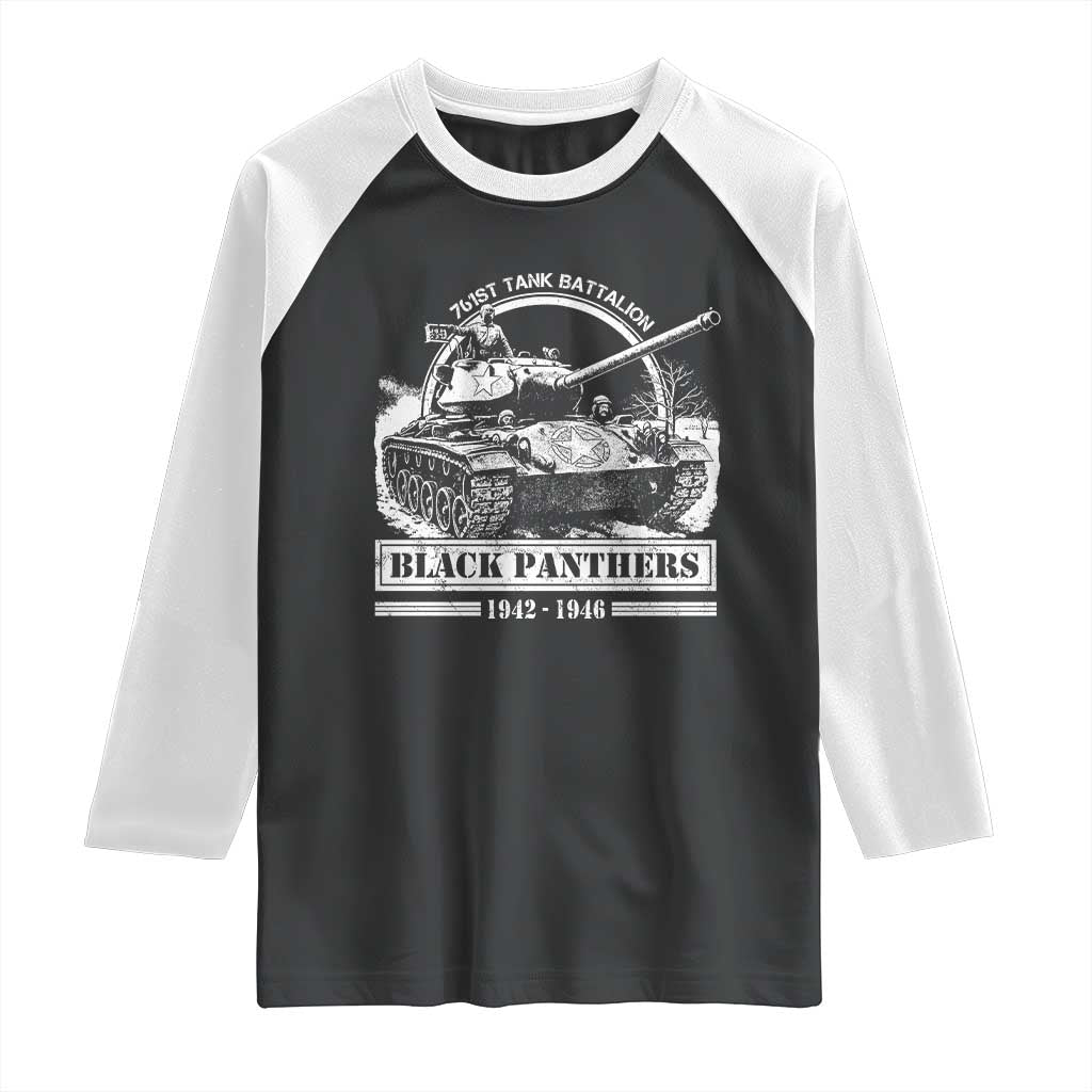 Black Panthers 761st Tank Battalion Raglan Shirt WW2 Heroes Black History Month TS11 Black White Print Your Wear