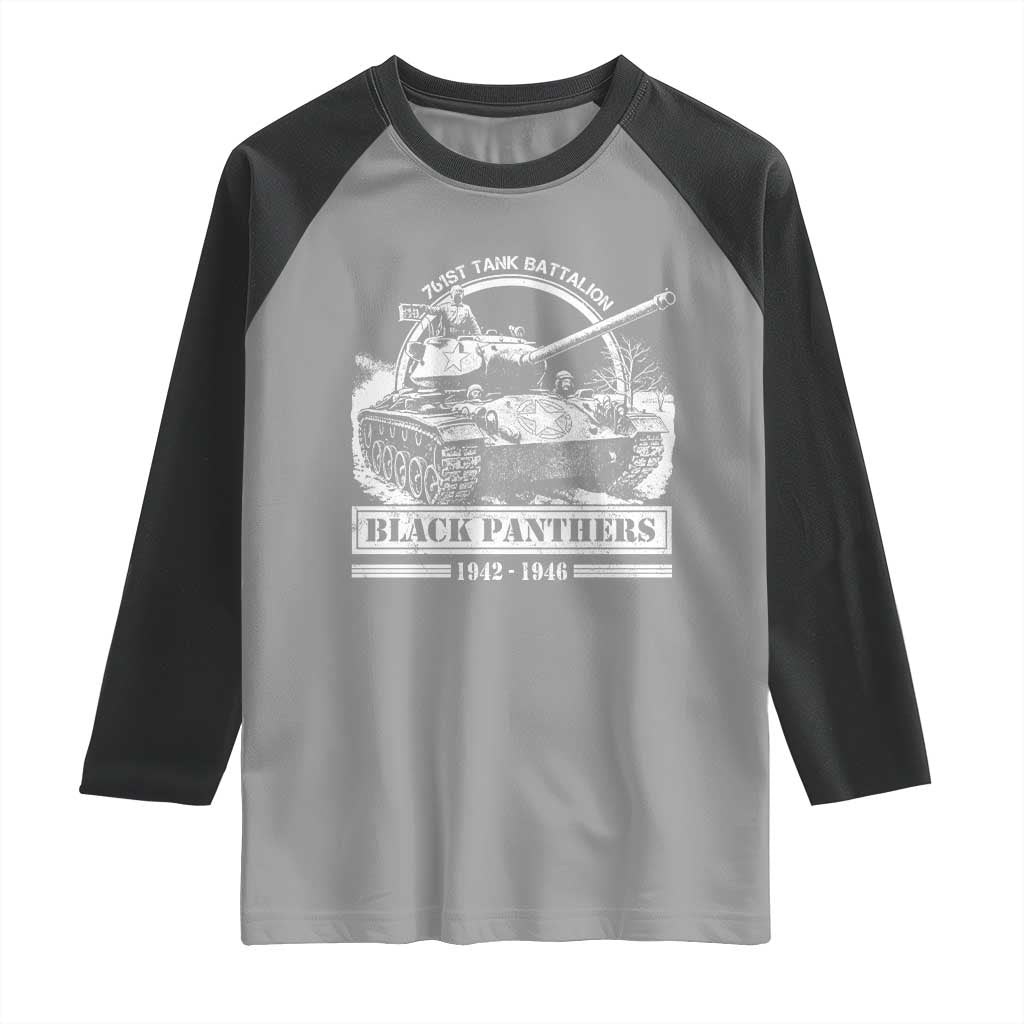 Black Panthers 761st Tank Battalion Raglan Shirt WW2 Heroes Black History Month TS11 Sport Gray Black Print Your Wear