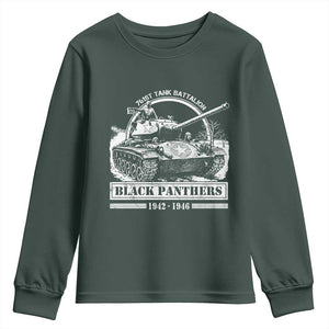 Black Panthers 761st Tank Battalion Youth Sweatshirt WW2 Heroes Black History Month TS11 Dark Forest Green Print Your Wear