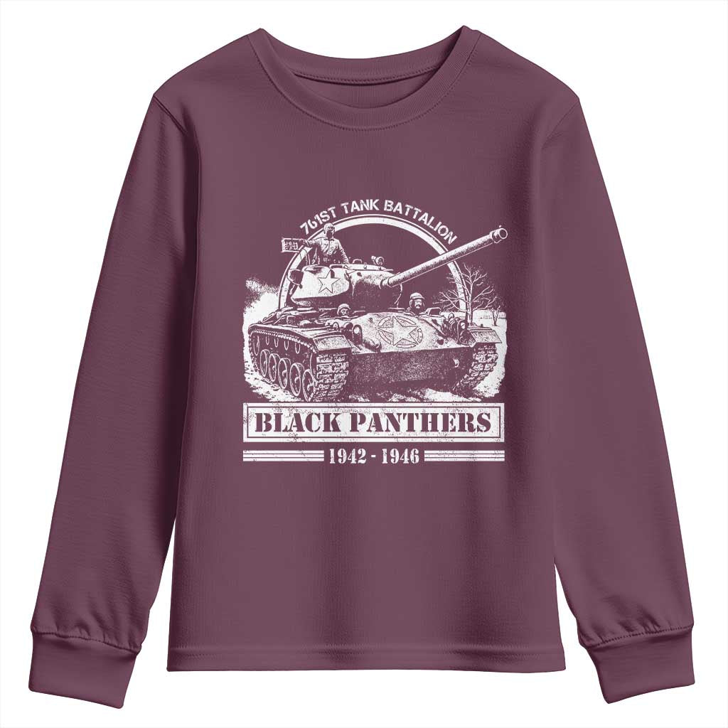 Black Panthers 761st Tank Battalion Youth Sweatshirt WW2 Heroes Black History Month TS11 Maroon Print Your Wear