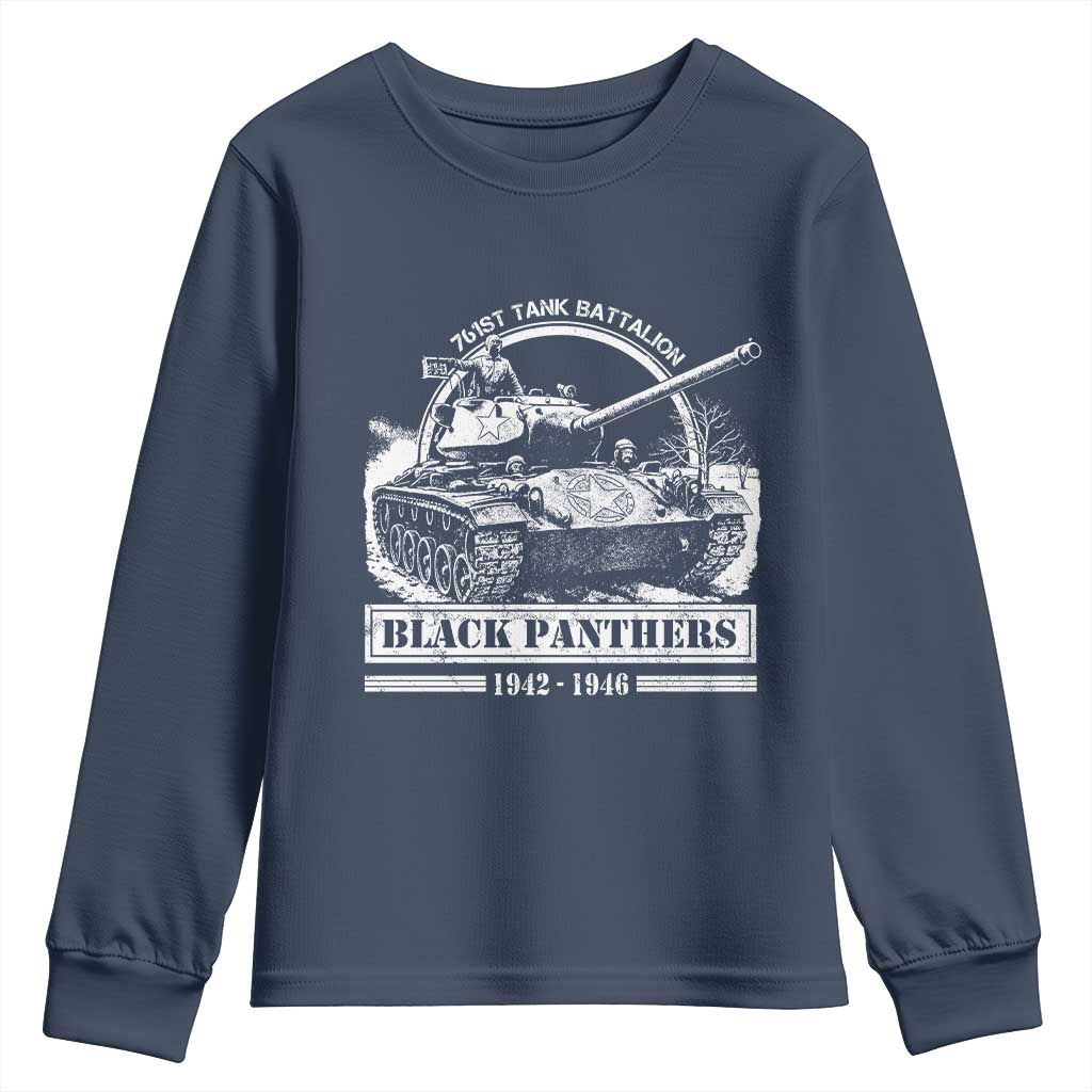 Black Panthers 761st Tank Battalion Youth Sweatshirt WW2 Heroes Black History Month TS11 Navy Print Your Wear