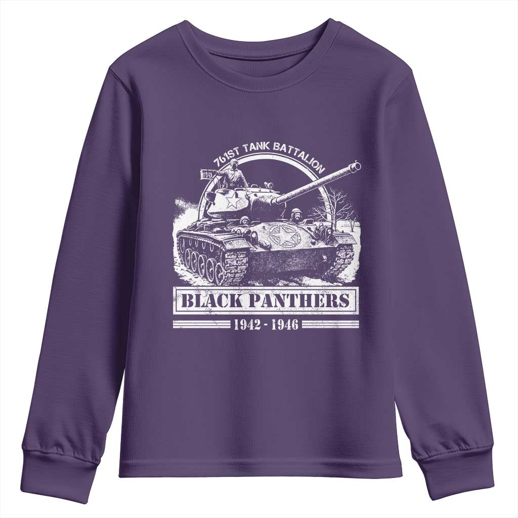 Black Panthers 761st Tank Battalion Youth Sweatshirt WW2 Heroes Black History Month TS11 Purple Print Your Wear