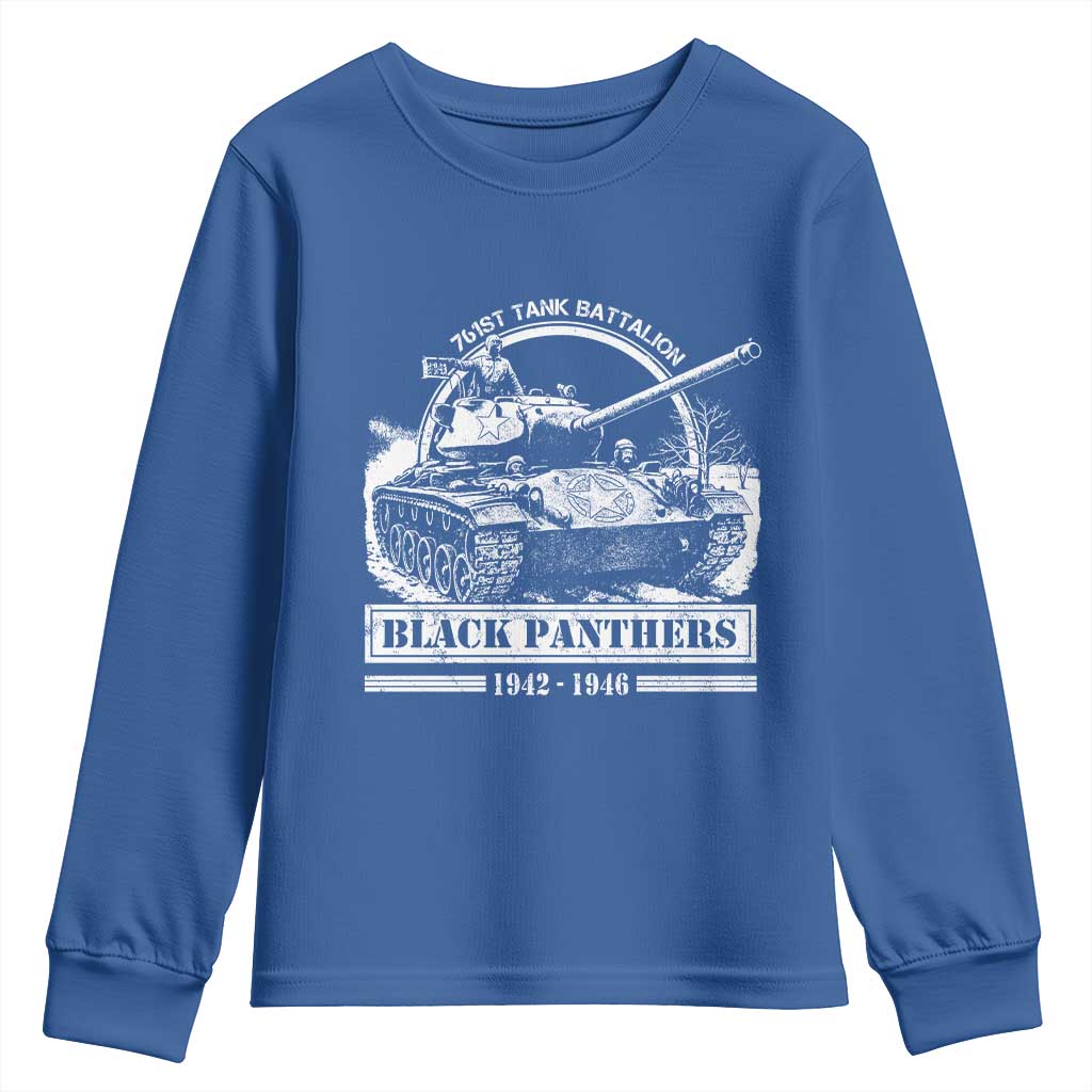 Black Panthers 761st Tank Battalion Youth Sweatshirt WW2 Heroes Black History Month TS11 Royal Blue Print Your Wear