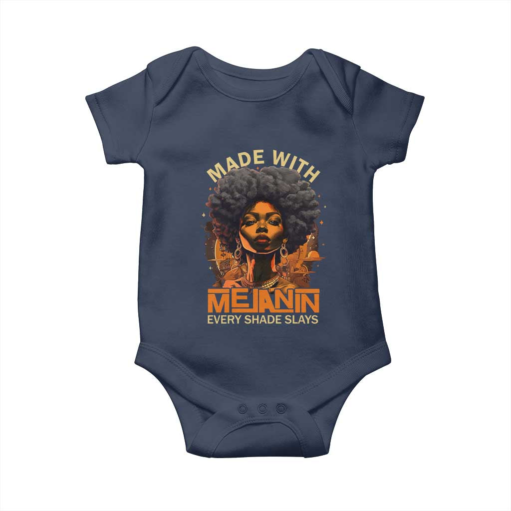 Black Women Baby Onesie Melanin Juneteenth Black History TS10 Navy Print Your Wear