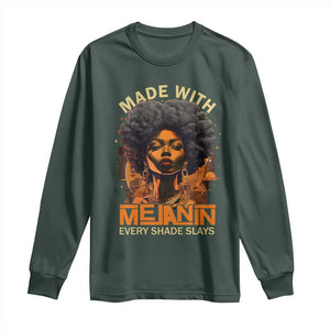 Black Women Long Sleeve Shirt Melanin Juneteenth Black History TS10 Dark Forest Green Print Your Wear