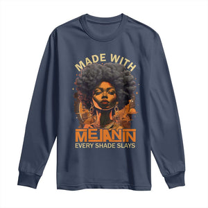 Black Women Long Sleeve Shirt Melanin Juneteenth Black History TS10 Navy Print Your Wear