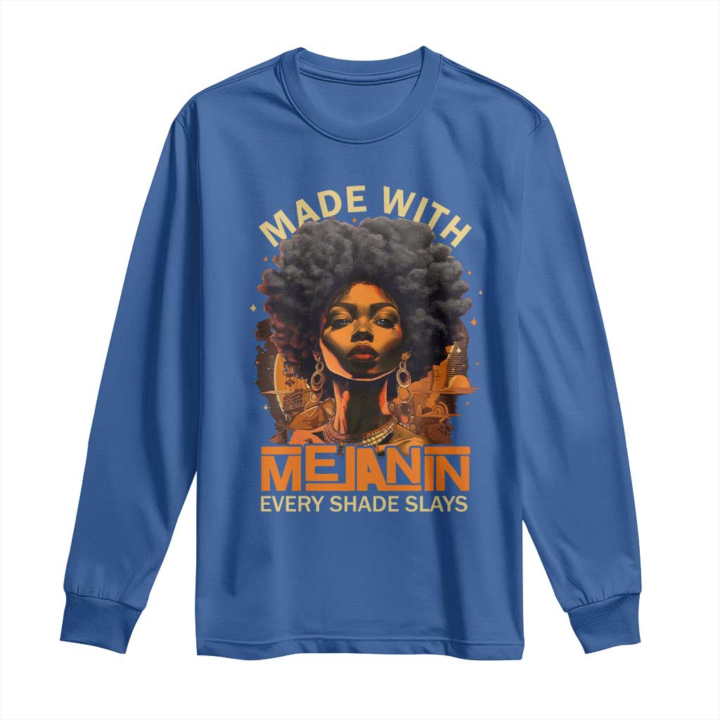 Black Women Long Sleeve Shirt Melanin Juneteenth Black History TS10 Royal Blue Print Your Wear