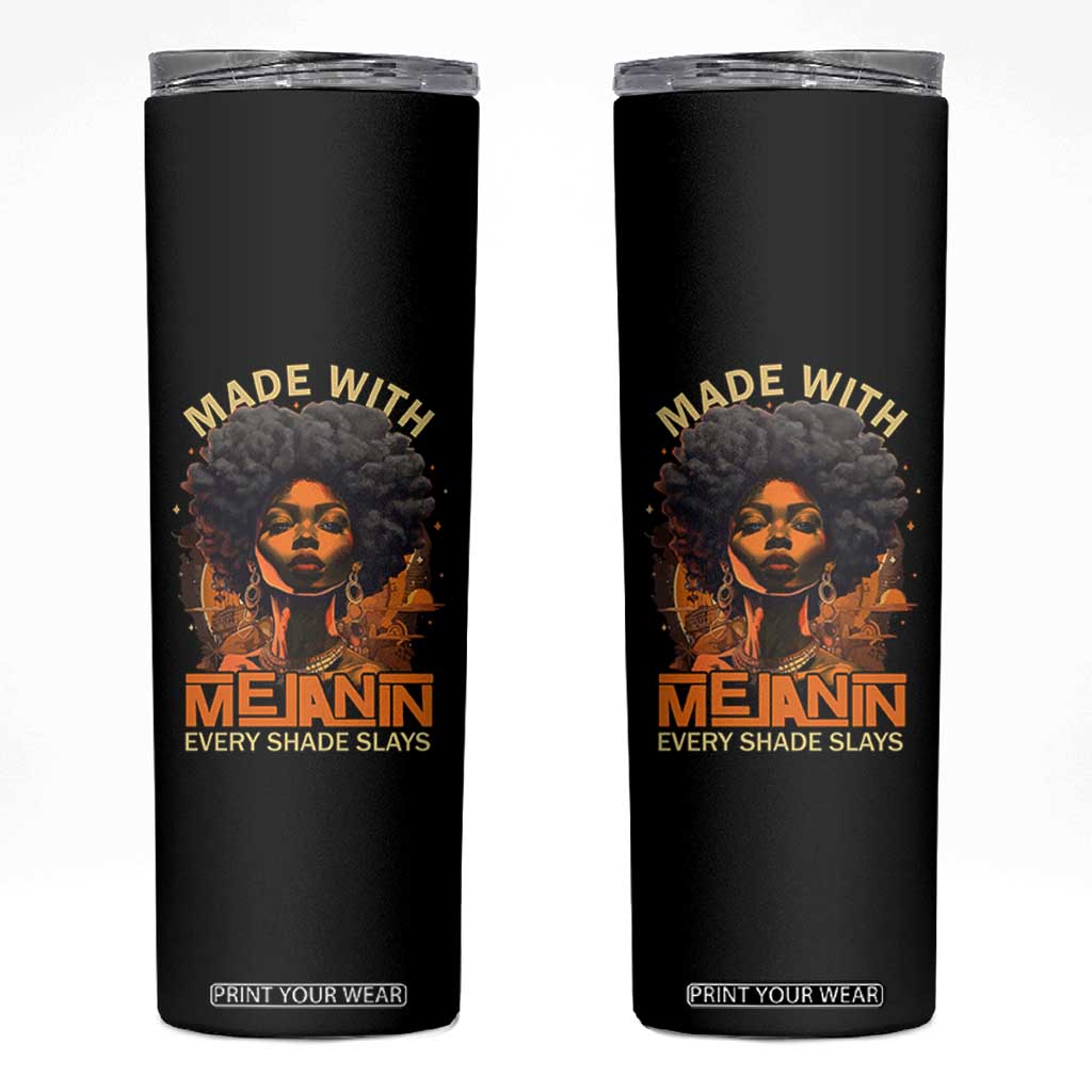 Black Women Skinny Tumbler Melanin Juneteenth Black History TS10 Black Print Your Wear