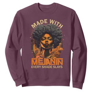 Black Women Sweatshirt Melanin Juneteenth Black History TS10 Maroon Print Your Wear