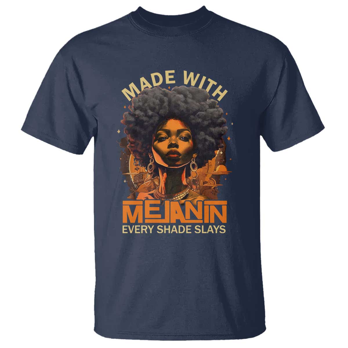 Black Women T Shirt Melanin Juneteenth Black History TS10 Navy Print Your Wear