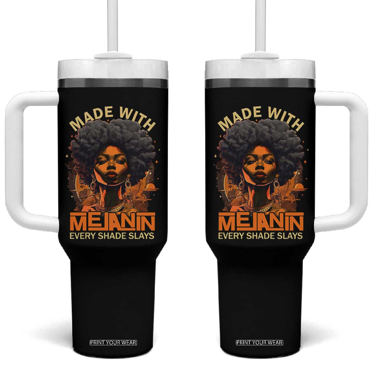 Black Women Tumbler With Handle Melanin Juneteenth Black History TS10 One Size: 40 oz Black Print Your Wear