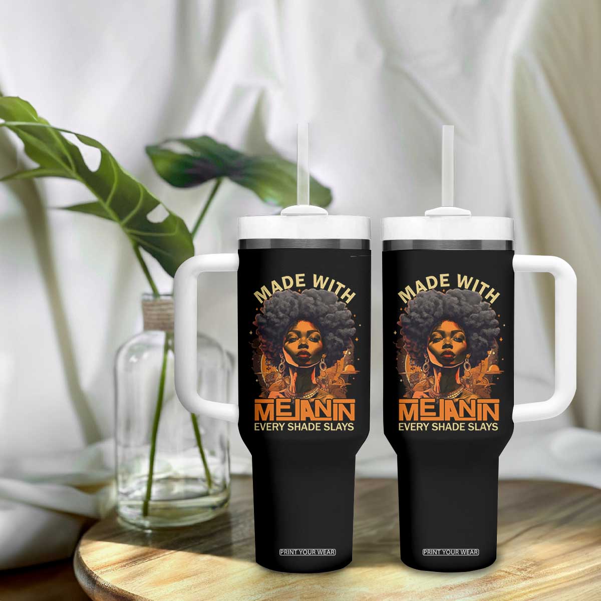 Black Women Tumbler With Handle Melanin Juneteenth Black History TS10 Print Your Wear