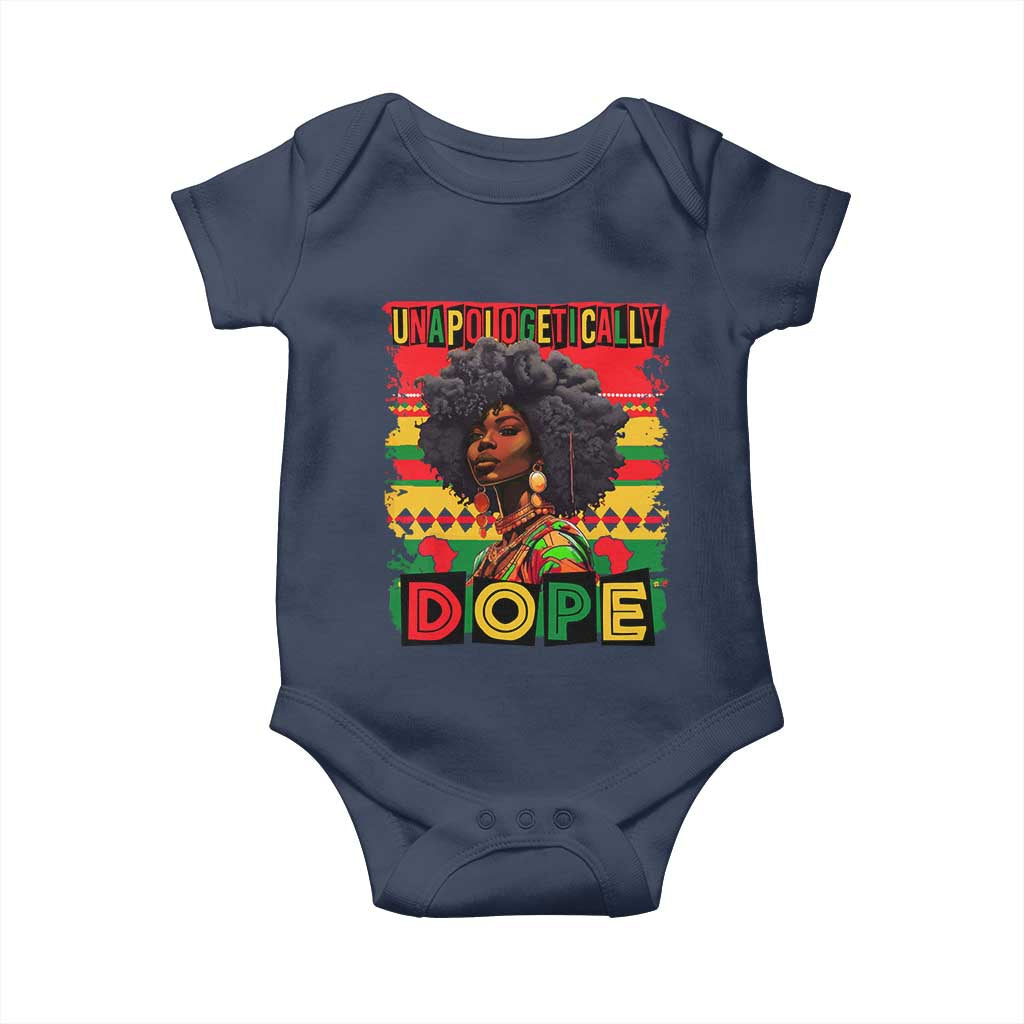 Black Women Unapologetically Dope Baby Onesie Juneteenth Black History TS10 Navy Print Your Wear