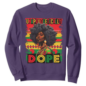 Black Women Unapologetically Dope Sweatshirt Juneteenth Black History TS10 Purple Print Your Wear