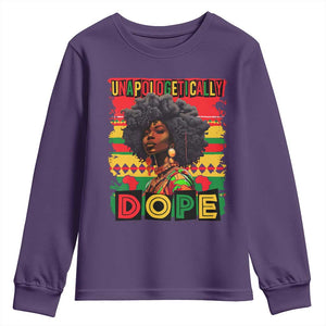 Black Women Unapologetically Dope Youth Sweatshirt Juneteenth Black History TS10 Purple Print Your Wear