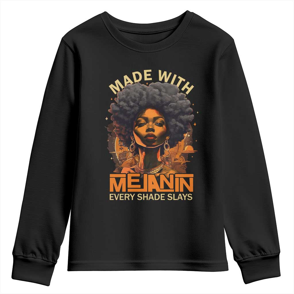 Black Women Youth Sweatshirt Melanin Juneteenth Black History TS10 Black Print Your Wear