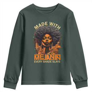 Black Women Youth Sweatshirt Melanin Juneteenth Black History TS10 Dark Forest Green Print Your Wear