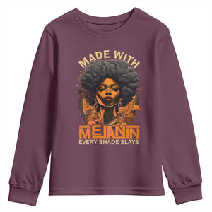 Black Women Youth Sweatshirt Melanin Juneteenth Black History TS10 Maroon Print Your Wear