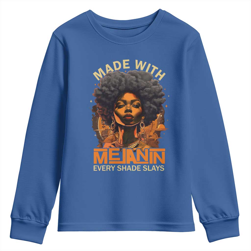 Black Women Youth Sweatshirt Melanin Juneteenth Black History TS10 Royal Blue Print Your Wear