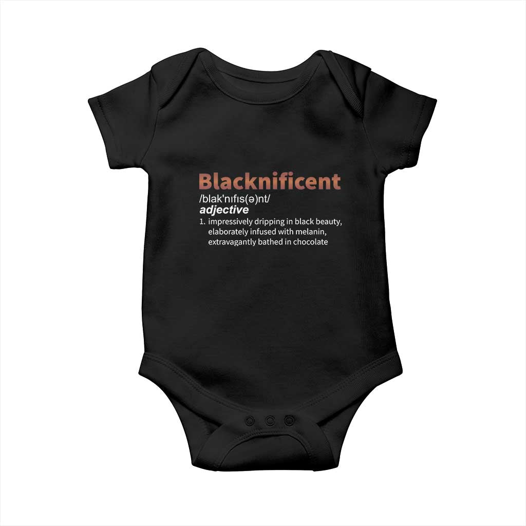Blacknificient Definition Baby Onesie Black History African Roots African American TS10 Black Print Your Wear