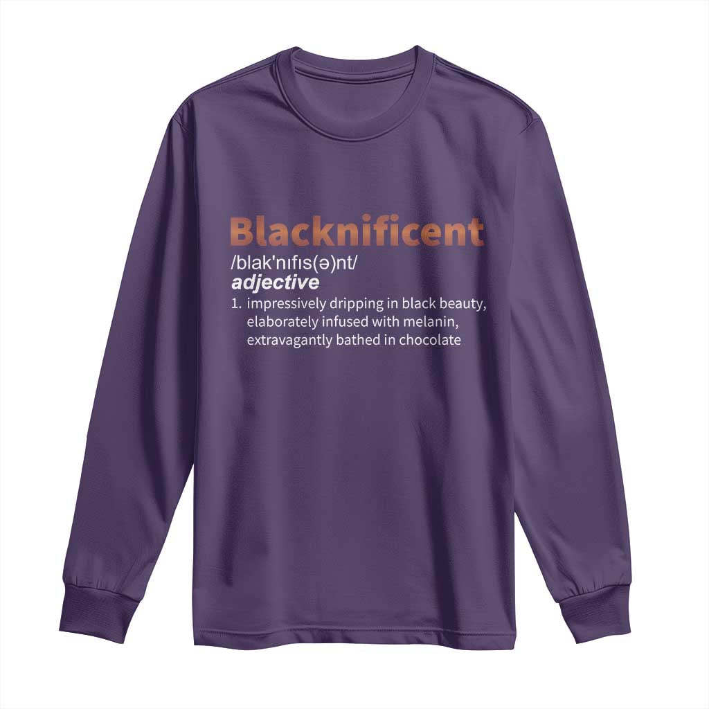 Blacknificient Definition Long Sleeve Shirt Black History African Roots African American TS10 Purple Print Your Wear