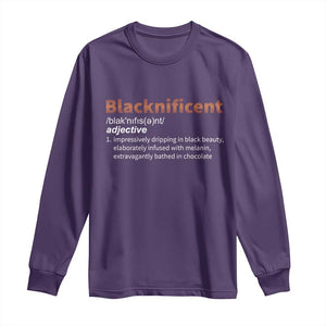 Blacknificient Definition Long Sleeve Shirt Black History African Roots African American TS10 Purple Print Your Wear