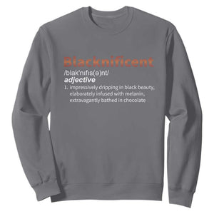 Blacknificient Definition Sweatshirt Black History African Roots African American TS10 Charcoal Print Your Wear