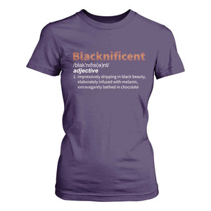 Blacknificient Definition T Shirt For Women Black History African Roots African American TS10 Purple Print Your Wear