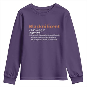 Blacknificient Definition Youth Sweatshirt Black History African Roots African American TS10 Purple Print Your Wear