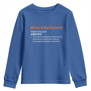 Blacknificient Definition Youth Sweatshirt Black History African Roots African American TS10 Royal Blue Print Your Wear