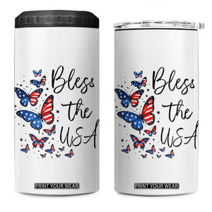 Bless The USA 4th of July 4 in 1 Can Cooler Tumbler Patriotic American Flag Butterfly Independence Day TS11 One Size: 16 oz White Print Your Wear