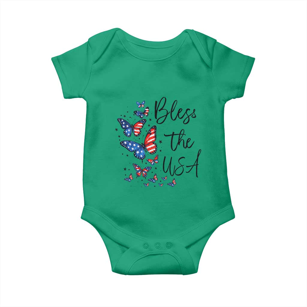 Bless The USA 4th of July Baby Onesie Patriotic American Flag Butterfly Independence Day TS11 Irish Green Print Your Wear