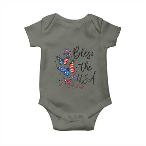 Bless The USA 4th of July Baby Onesie Patriotic American Flag Butterfly Independence Day TS11 Military Green Print Your Wear