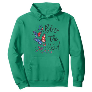 Bless The USA 4th of July Hoodie Patriotic American Flag Butterfly Independence Day TS11 Irish Green Print Your Wear