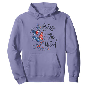 Bless The USA 4th of July Hoodie Patriotic American Flag Butterfly Independence Day TS11 Violet Print Your Wear