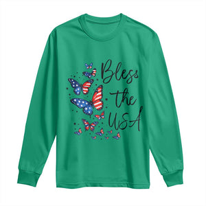 Bless The USA 4th of July Long Sleeve Shirt Patriotic American Flag Butterfly Independence Day TS11 Irish Green Print Your Wear