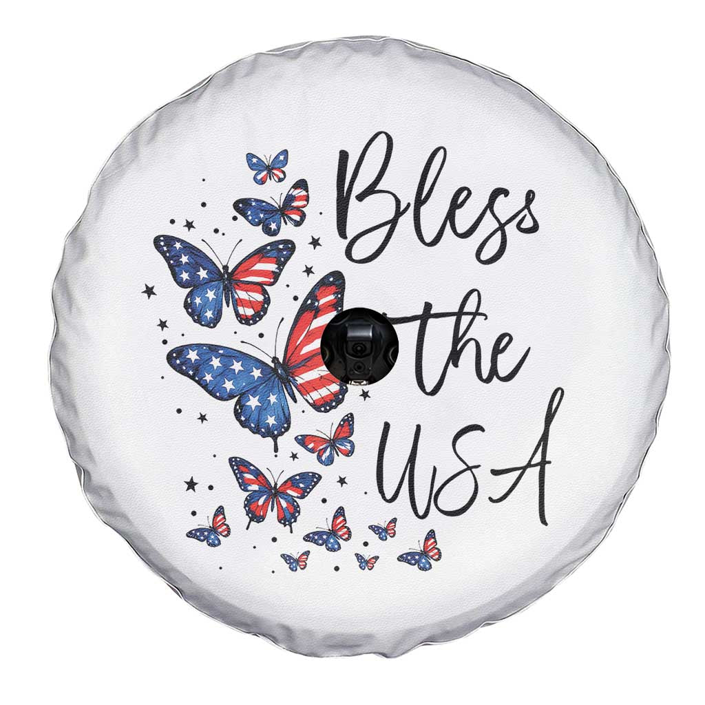Bless The USA 4th of July Spare Tire Cover Patriotic American Flag Butterfly Independence Day TS11 Print Your Wear
